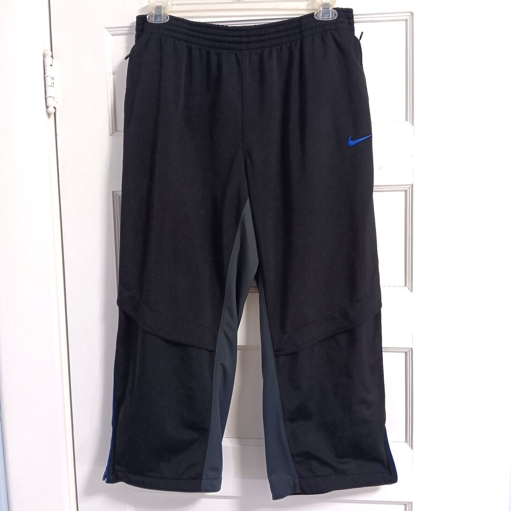 Nike Basketball Medium Kid Athletic Pants Track Zip Pockets Black Gray Youth